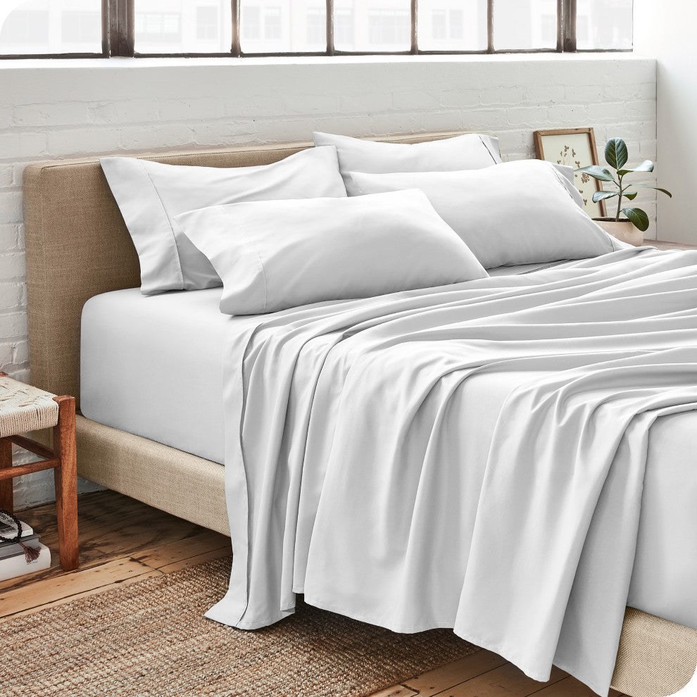 Bare Home 7-Piece Microfiber Sheet Set, Cool White, Split Cal King