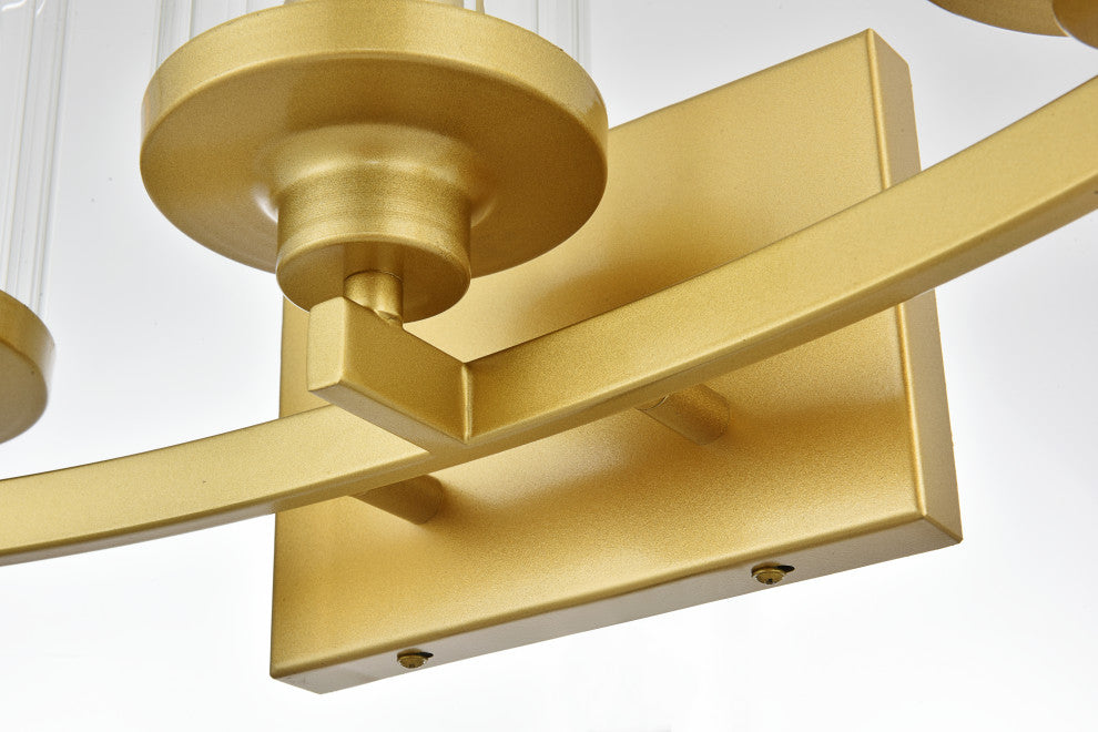 3 Light Brass And Clear Bath Sconce
