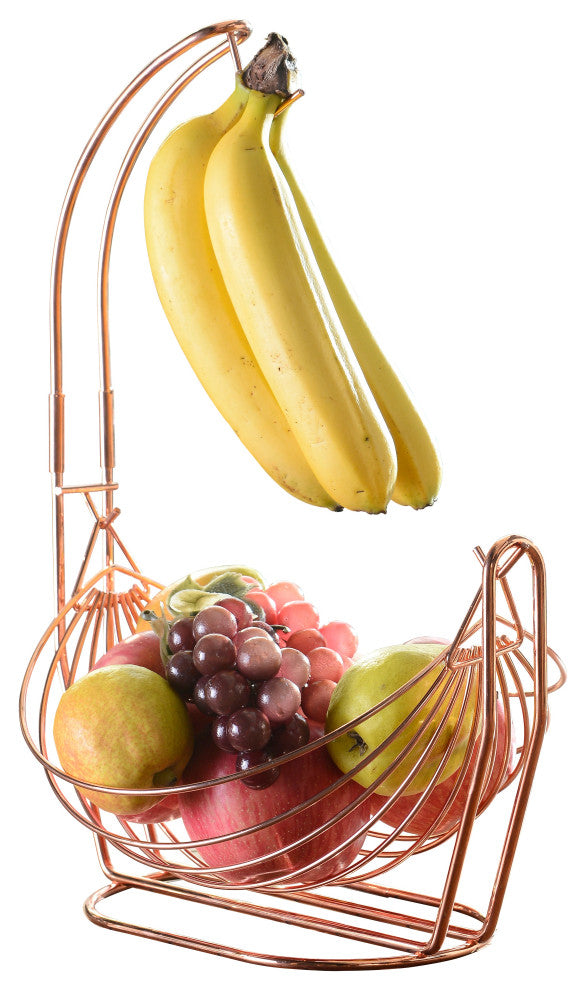 Jiallo Fruit basket with Banana Hanger, Rose Gold