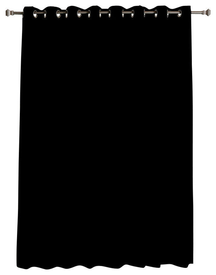 Thermal Blackout Curtain With Stainless Steel Grommet Top, Black, 80"x96"
