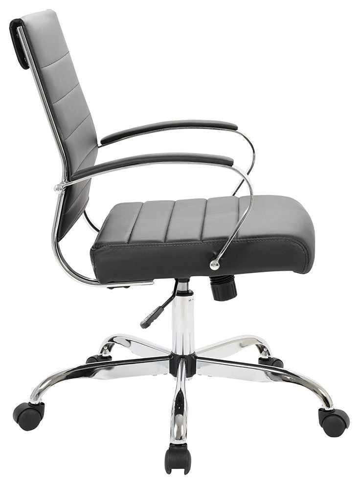LeisureMod Benmar Leather Office Chair Black