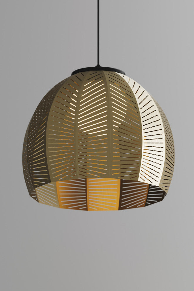 Amicus 16" Pendant, Distressed Brass/Dark Stained Walnut, 3500k Led