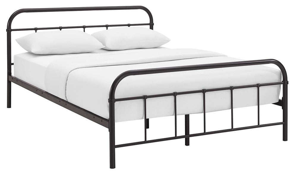 Modway Maisie Queen Stainless Steel Bed Frame, Brown