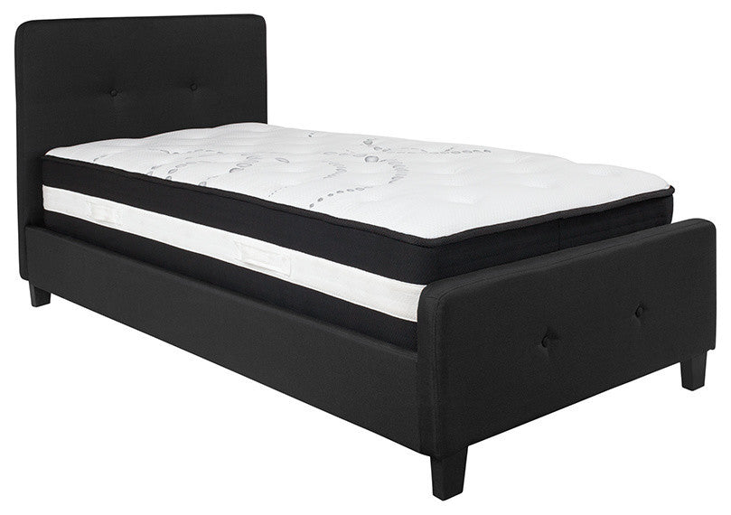 Tribeca Twin Tufted Platform Bed With Pocket Spring Mattress, Black