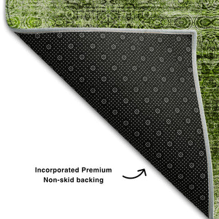 Premium Machine Washable Mayfield AMF557 Olive 8' x 8' Round Rug