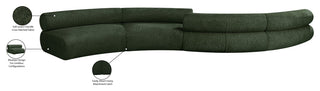 Bale Cream Chenille Fabric Modular Sofa, Green, 4-Piece, S-Shaped