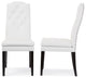 Dylin Faux Leather Button-Tufted Nail Heads Trim Dining Chair, Set of 2, White