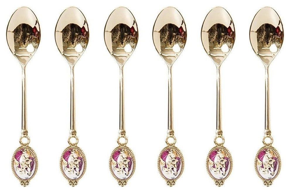 Royal Flatware Set of 12pc Demi Dessert Flatware Forks and Spoons (Gold Antique)