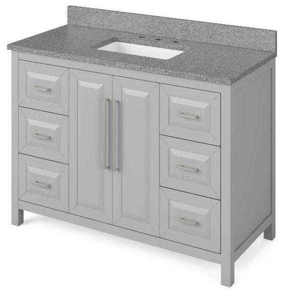 Cade Transitional 48" Grey Bathroom Vanity, Steel Grey Cultured Marble Vanity To