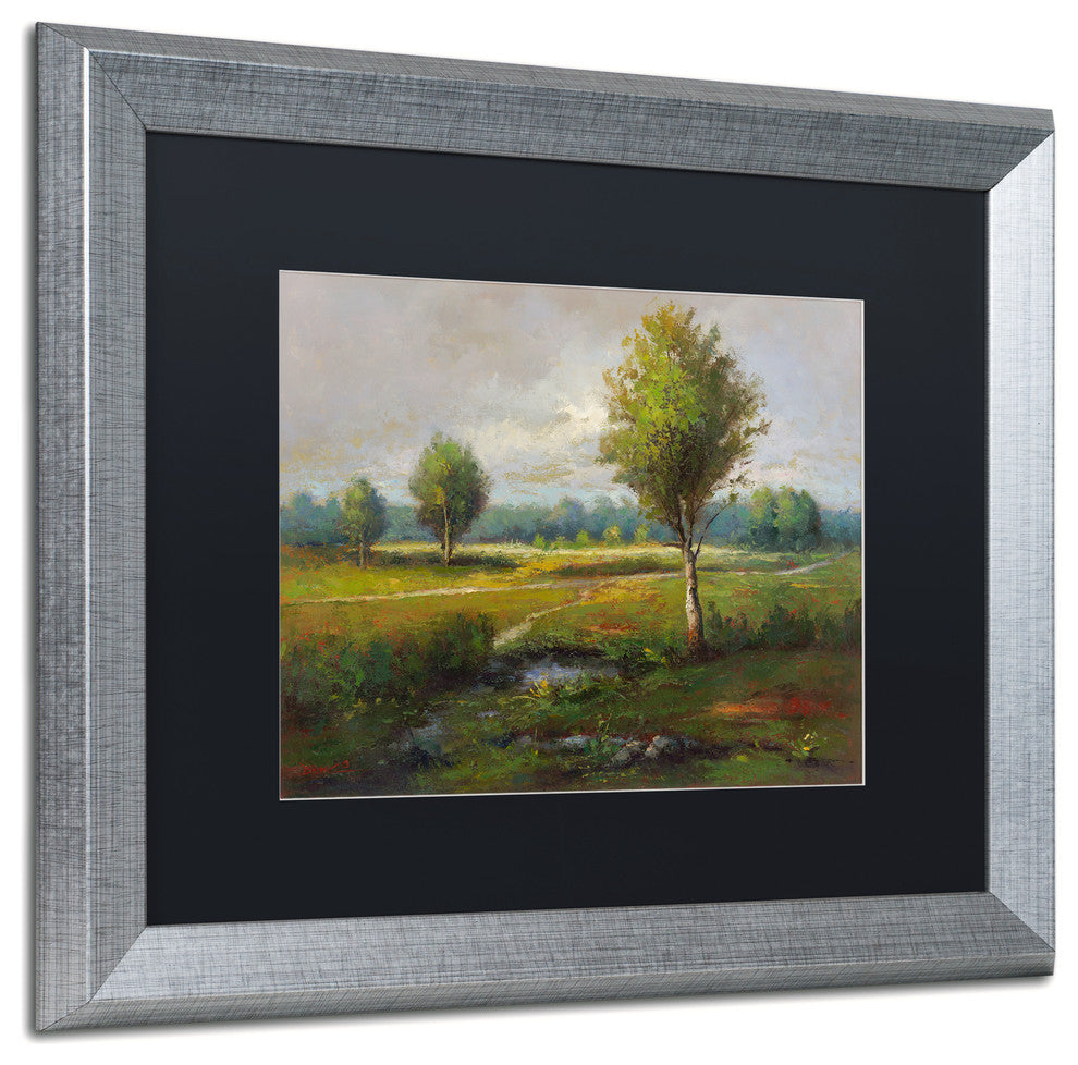 Daniel Moises 'Lonely Tree' Framed Art, Silver Frame, 16"x20", Black Matte