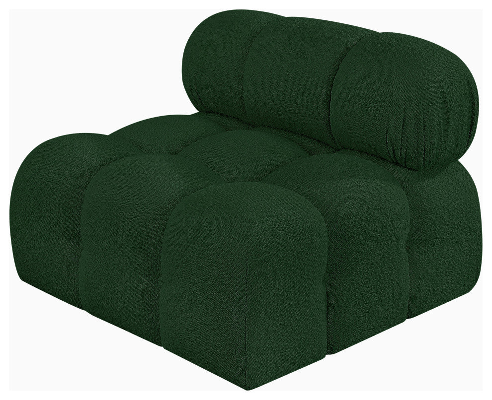 Ames Boucle Fabric Modular Chair, Green, Armless Chair
