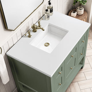 Breckenridge 36" Single Vanity, Smokey Celadon,  White Zeus Quartz Top