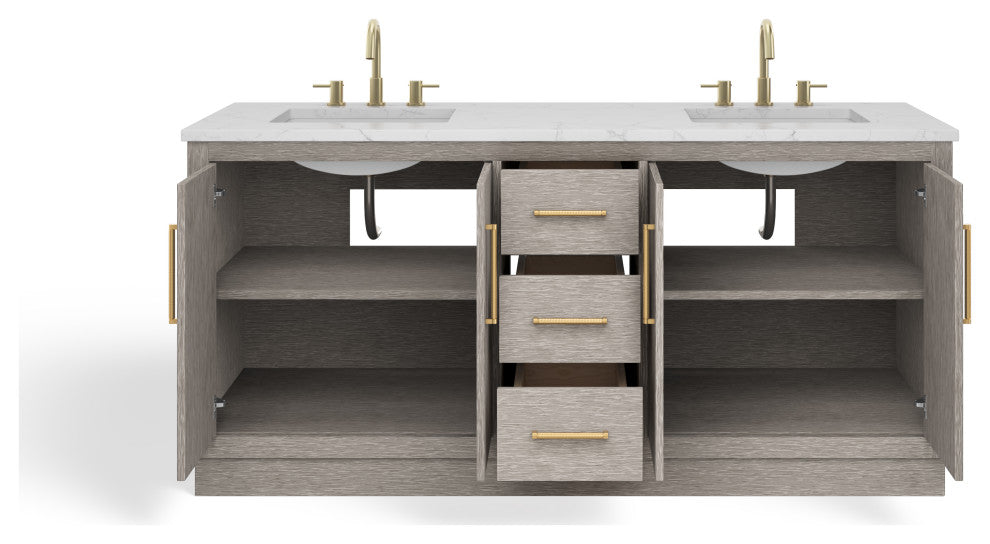 The Arrington Bathroom Vanity, Gray, 72", Double Sink, Freestanding