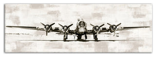 Vintage Distressed White Plane 12x36 Canvas Wall Art