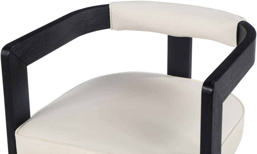 Manchester Faux Leather Upholstered Dining Chair, Cream, Black Finish