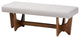 Graeme Grayish Beige Fabric Walnut Bench