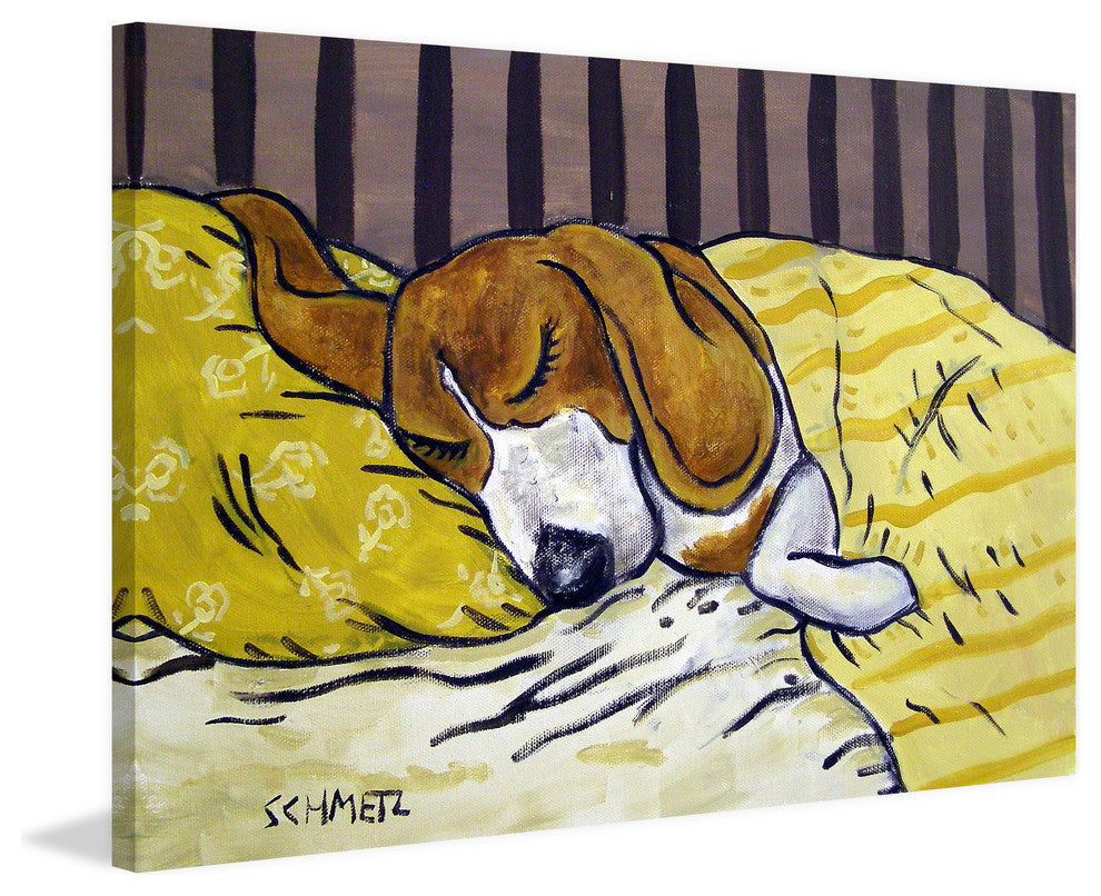 "Beagle Sleeping" Painting Print on Wrapped Canvas, 36"x24"
