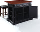 Drop Leaf Breakfast Bar Top Kitchen Island With 24" Black Upholstered Square Sea