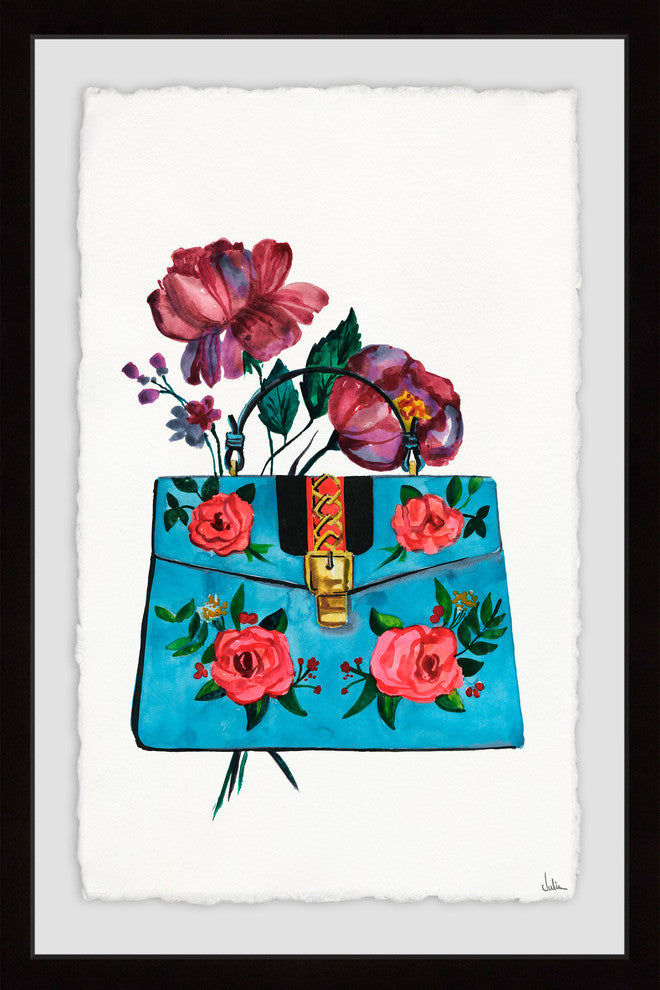 "Blue Purse" Framed Painting Print, 16"x24"