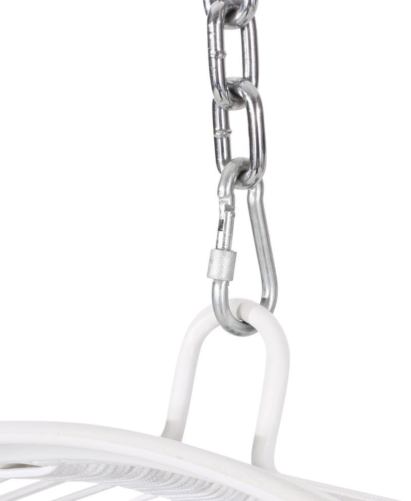 Ansonia Outdoor Rope Weave Hanging Chair With Stand, Darl Teal + White
