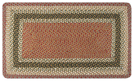 Olive/Burgundy/Gray Oblong Braided Rug, 27"x45"