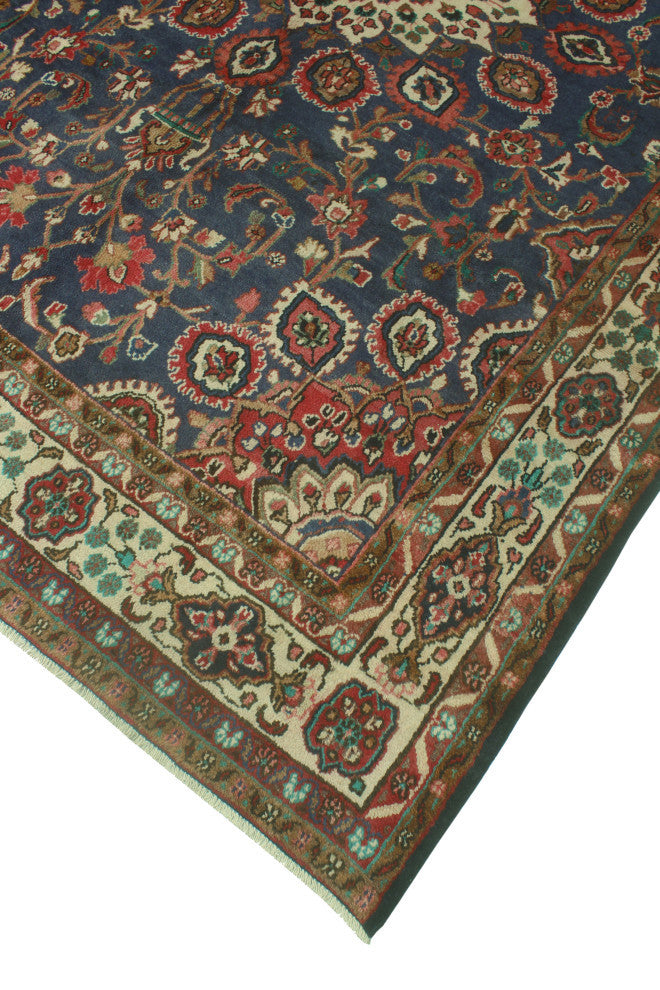 Fine Vintage Distressed Ligia Navy/Beige Rug, 6'11x9'10