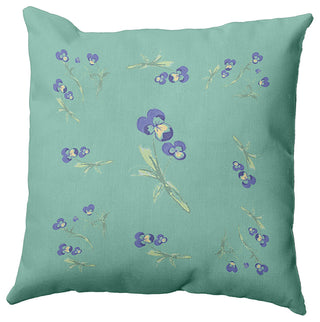 Violets Scattered Decorative Throw Pillow, Spring Green, 16"x16"