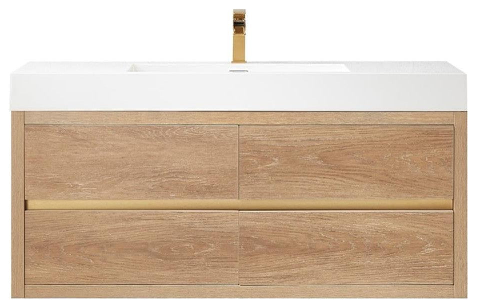 Palencia 48" Single Sink Wall-Mount Floating Wood Bathroom Vanity No Mirror