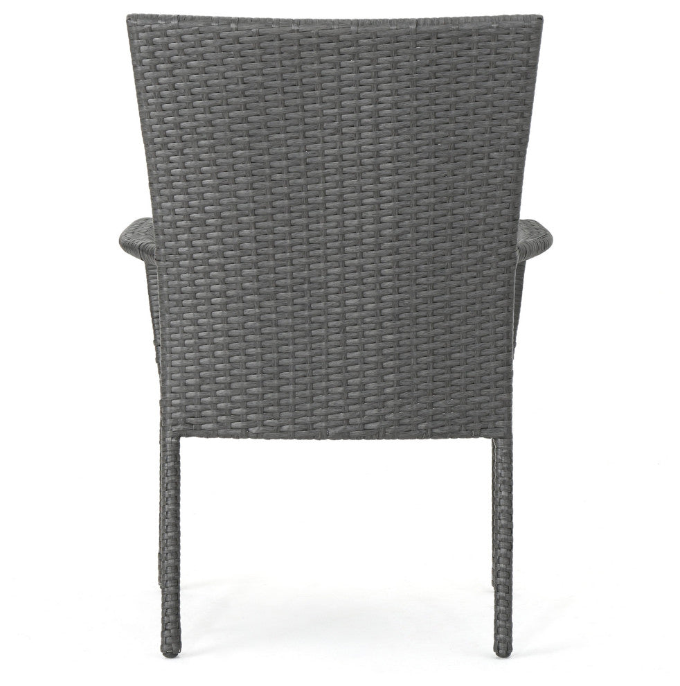 GDF Studio 5-Piece Sol y Luna Outdoor Wicker Dining Set, Gray
