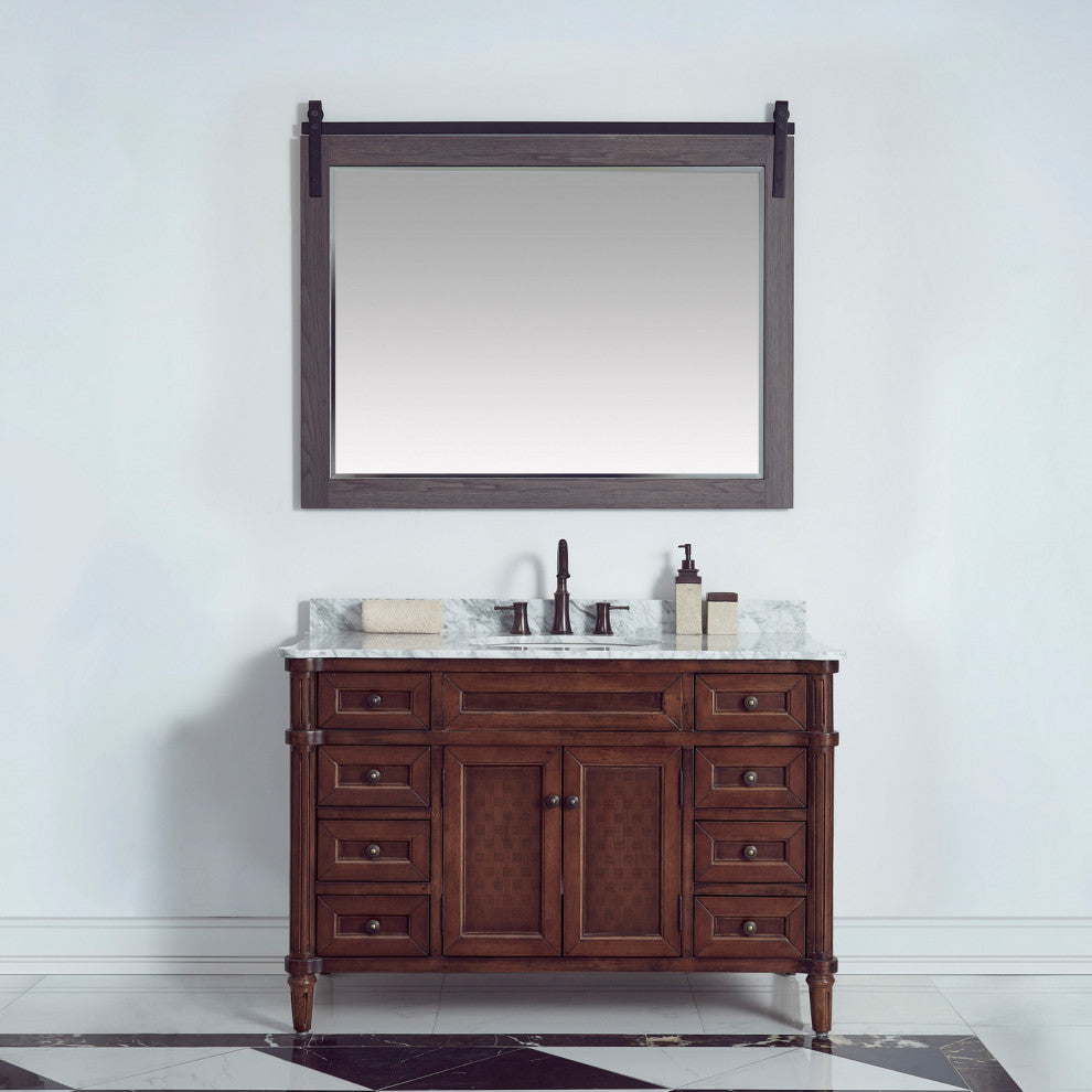 Cortes Rectangular Wall Mount Mirror, Suleiman Oak, 48"