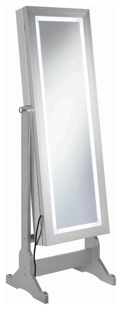 Stonecroft Willow Jewelry Armoire Cheval Mirror in Silver