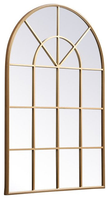 Macey Metal Windowpane Mirror, 36"x53", Brass