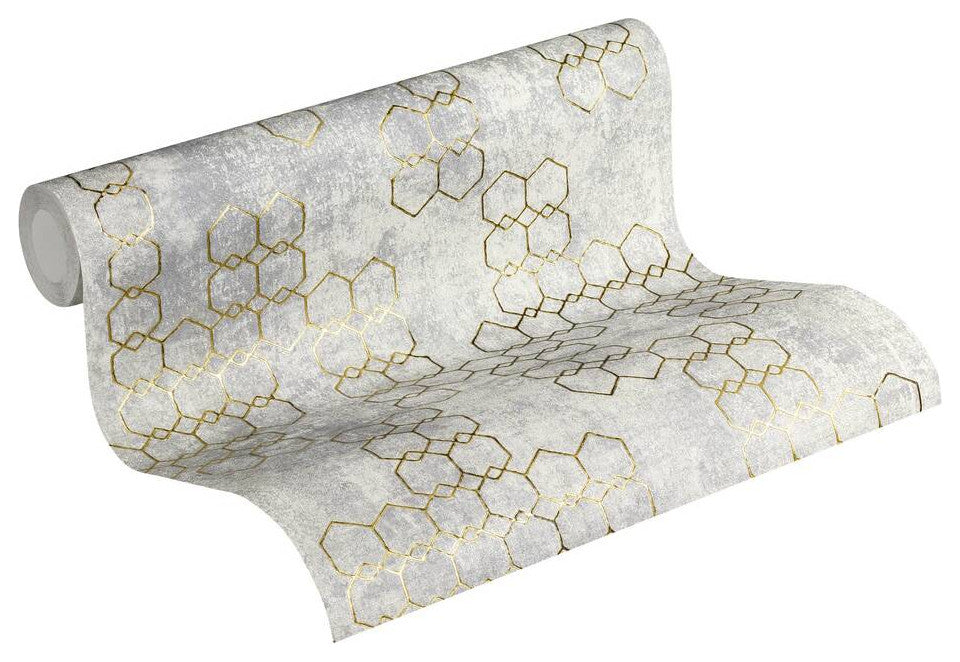 Geometric Textured Wallpaper Featuring Honeycomb Pattern, 374244