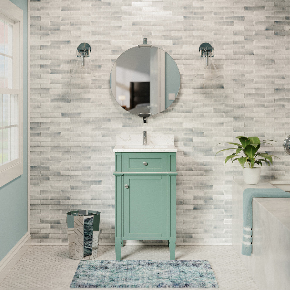 Hailey 20" Bathroom Vanity, Engineered Marble Top, Sage Green