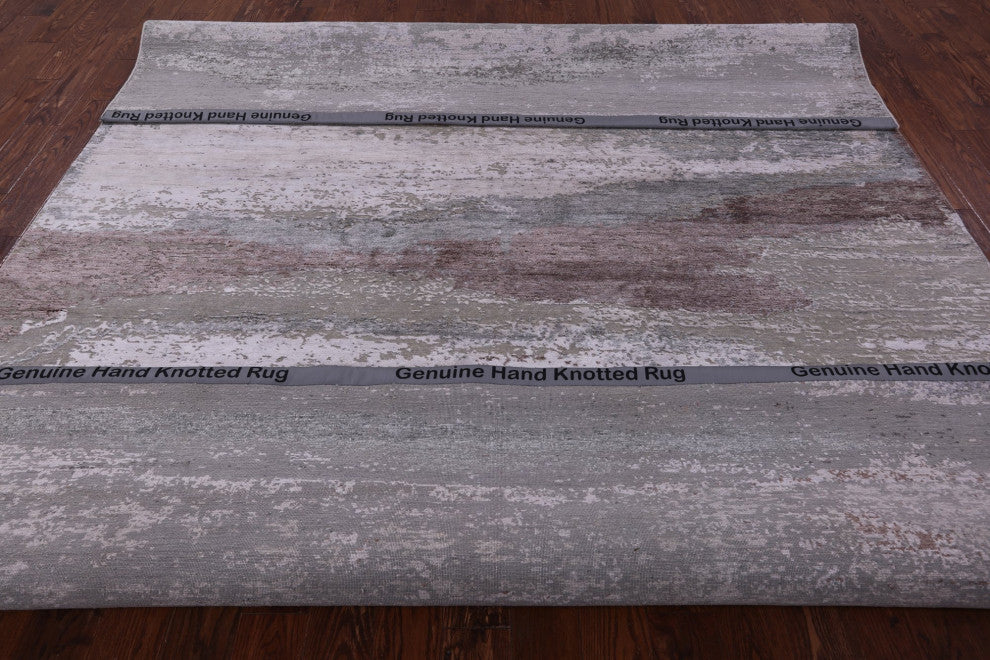 Hand Knotted Wool and Silk Modern Rug 9' 0" X 11' 6" Q11797