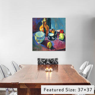 "Dishes & Fruit" by Henri Matisse, 18x18x1.5"