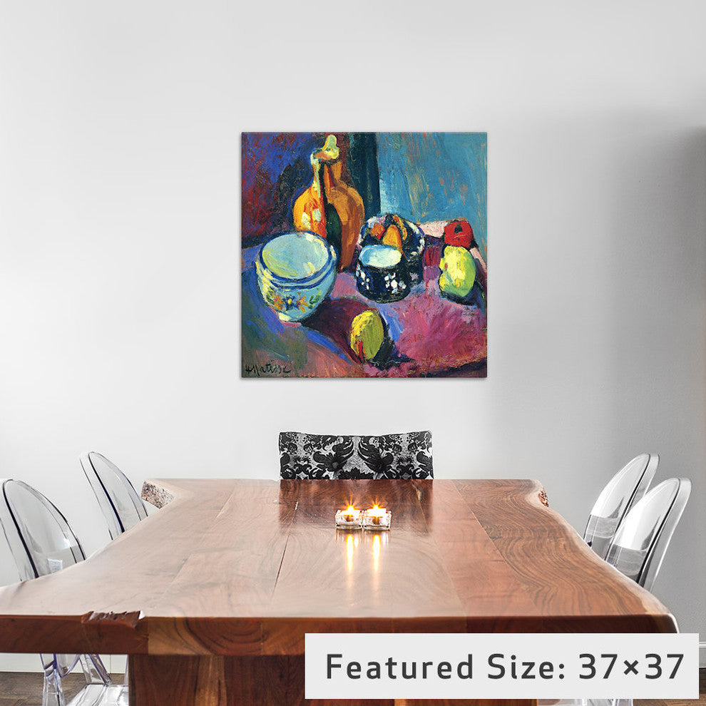 "Dishes & Fruit" by Henri Matisse, 18x18x1.5"