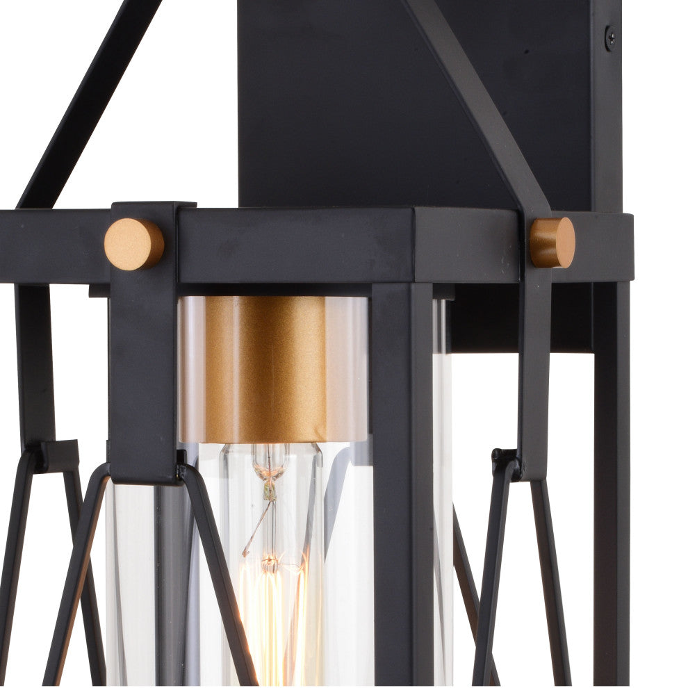 Evanston 7" Outdoor Wall Light Matte Black and Light Gold