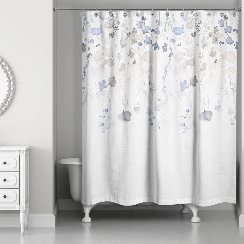 Blue Falling Branches 71x74 Shower Curtain