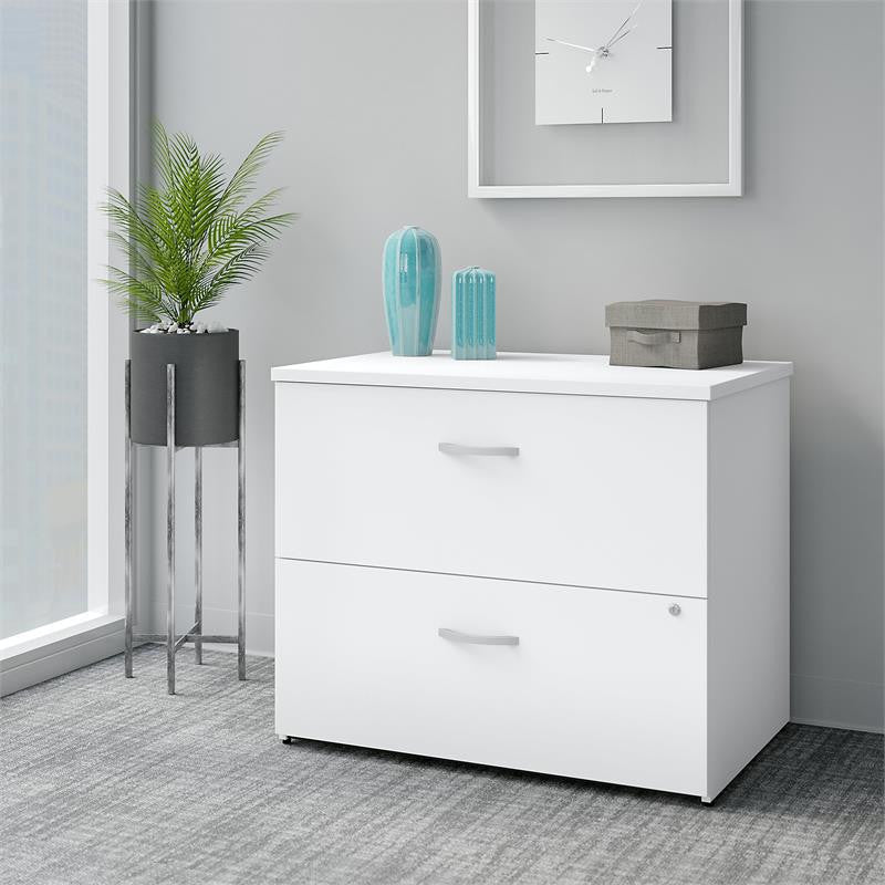 Easy Office 2 Drawer Lateral File Cabinet in Pure White - Engineered Wood