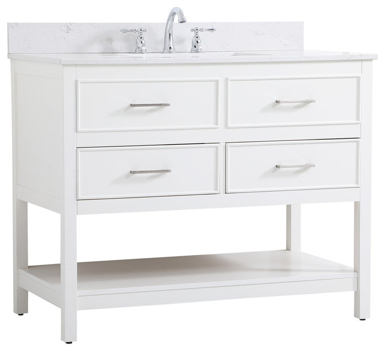 Skylar 42" Single Bathroom Vanity, White, With Backsplash