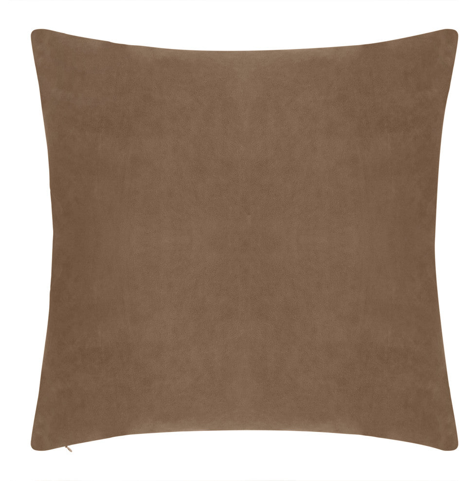 Delara Set of 1 Velvet 20x20" Cover, Khaki, Pillow Cover Only