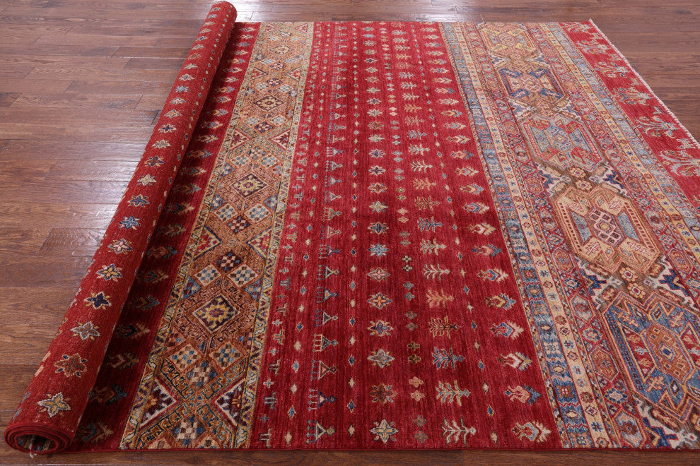 8' 2" X 11' 6" Khorjin Super Kazak Hand-Knotted Rug Q5233