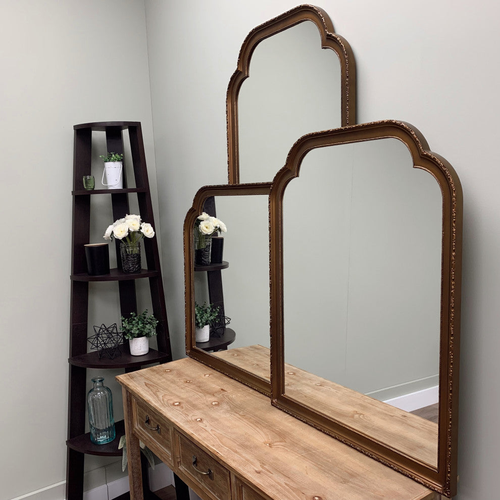 Angelina Framed Mantel Mirror, Clover Cathedral, 38.6"x27.6", Autumn Bronze