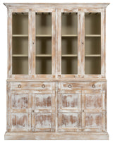 Center Buffet & Hutch Glass Doors & Drawers Disrupted White
