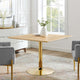 40" Dining Table, Square, Natural Gold, Metal, Modern, Mid Century