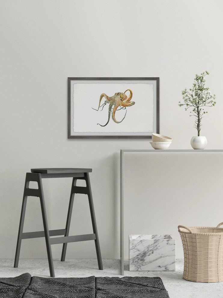"Lazy Octopus" Framed Painting Print, 12"x8"