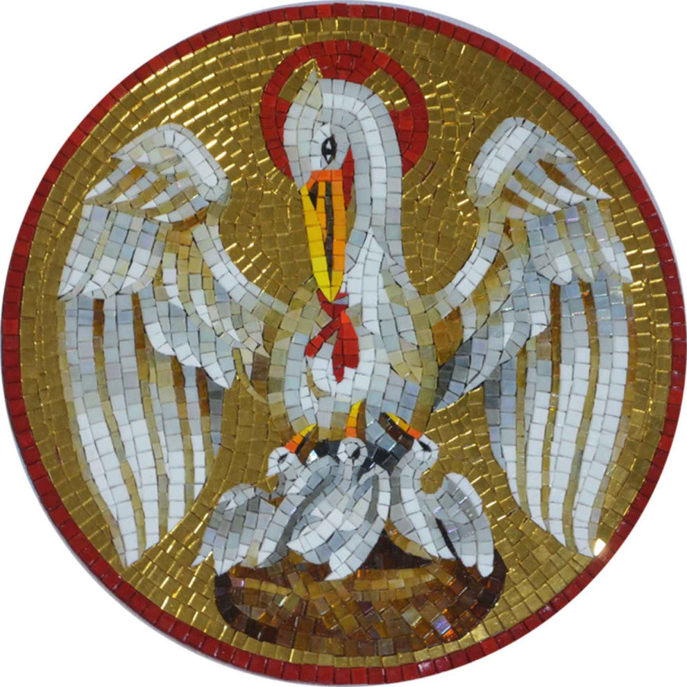 Holy Pelican - Religious Art Mosaic