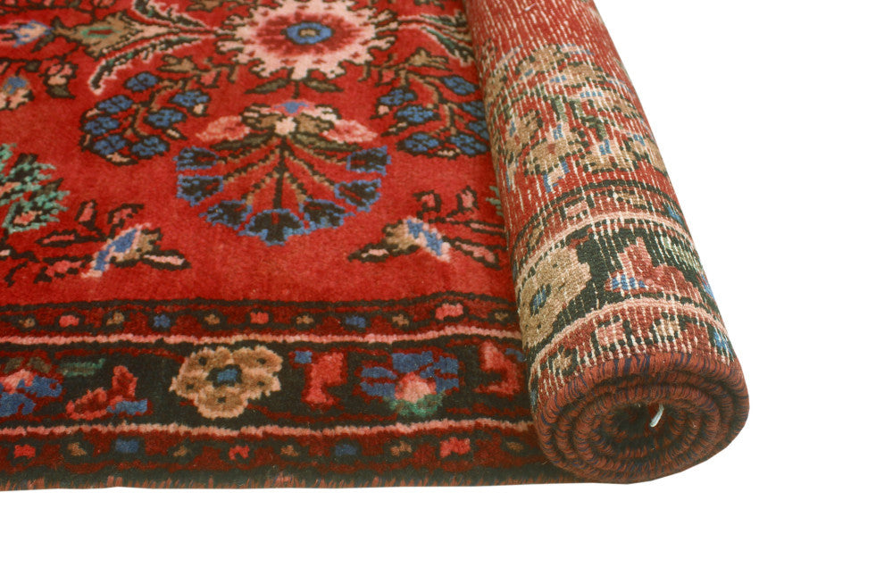 Fine Vintage Distressed Thiago Red/Charcoal Runner, 3'4 x 8'7