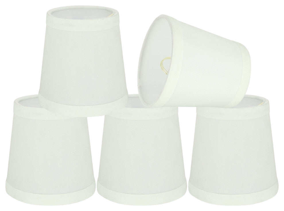 32047-5 Small Hardback Empire Chandelier Clip On Lamp Shade Off White 3"x4"x4"